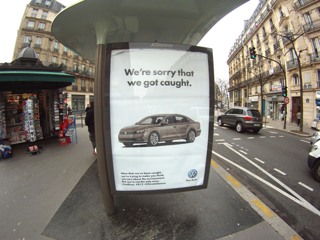 VW ad on a bus stop